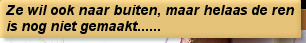 Ze wil ook naar buiten, maar helaas de ren is nog niet gemaakt......